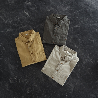 美式咔叽纯棉百搭复古长袖衬衫