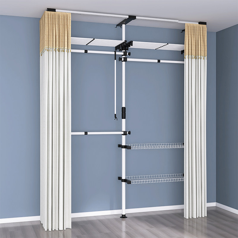 顶天立地晾衣架落地卧室内家用挂衣架伸缩晾衣杆衣架子到顶置衣架