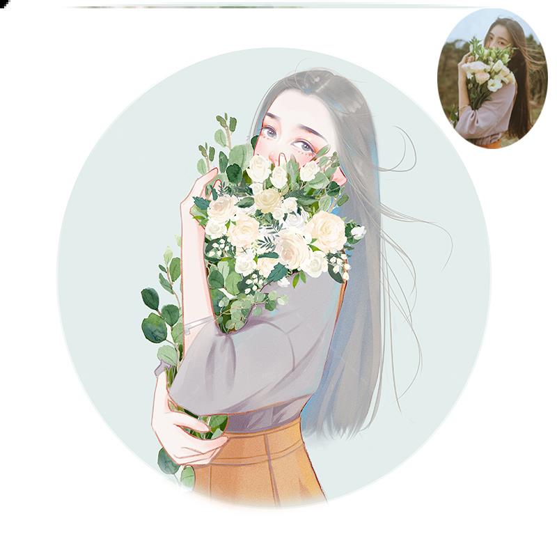 森系水彩风格q版头像手绘卡通漫画头像真人照片转手绘画头像设计