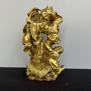 纯铜和合二圣摆件新婚卧室婚房装饰品婚庆婚礼工艺品夫妻结婚礼品