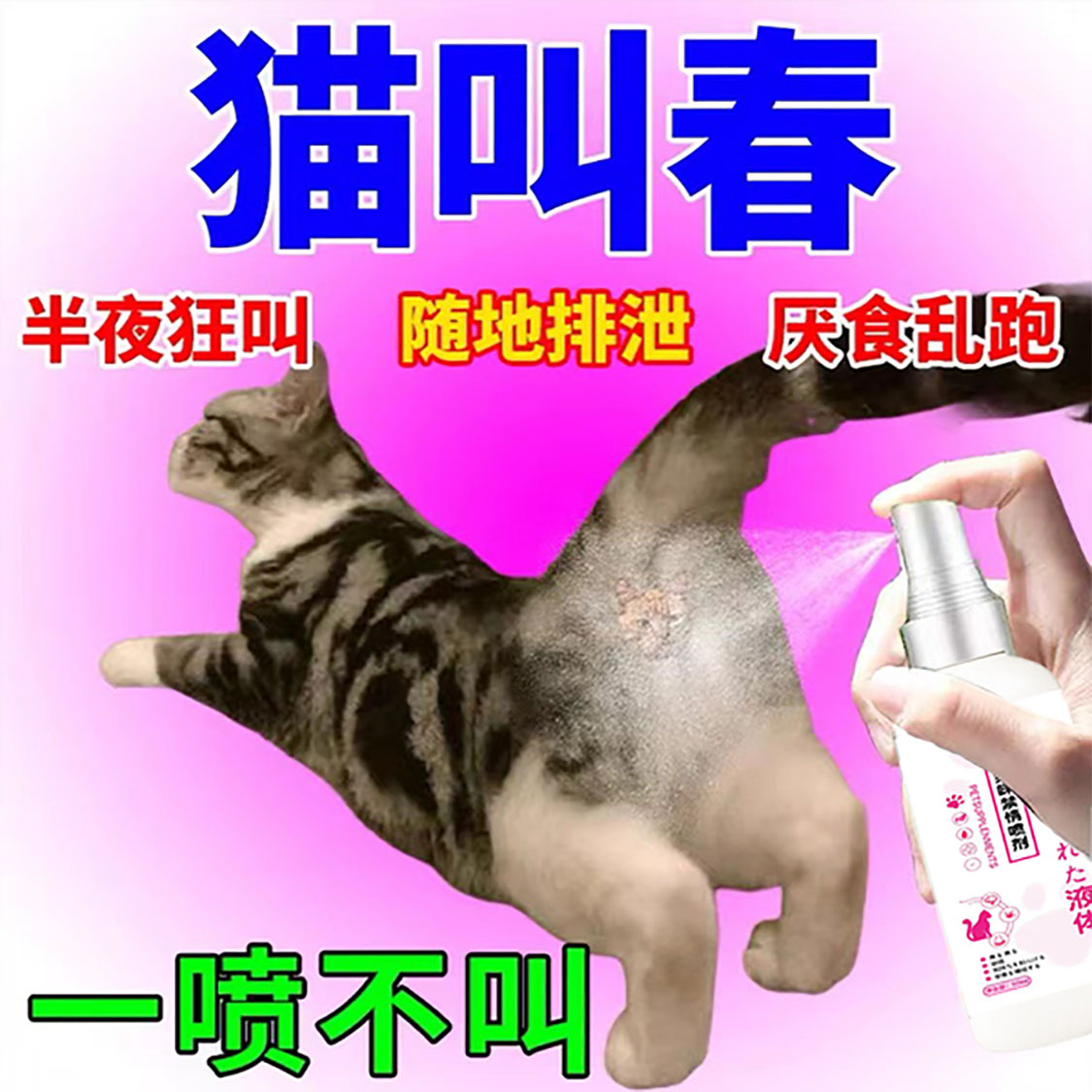 不【绝育】猫咪禁情粉母猫安抑情喷雾猫咪绝情宠物禁情绝育专用 宠物/宠物食品及用品 猫特色保健品 原图主图