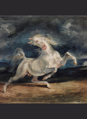 现货 意大利Mondo拼图 Delacroix 受暴风雨惊吓的马 1000片+相框