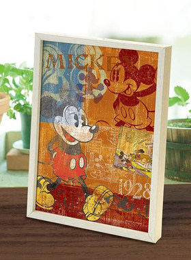 绝版 YANOMAN进口拼图 Disney复古米奇1928 木质300片 赠原厂相框