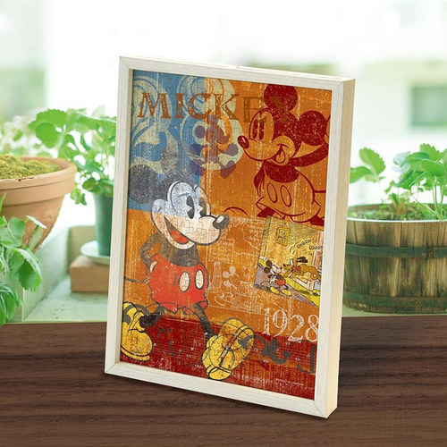 绝版 YANOMAN进口拼图 Disney复古米奇1928 木质300片 赠原厂相框