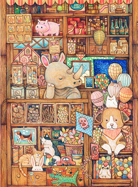 绝版现货 3D-JP 塑料平面拼图 棉花狮 犀牛小铺 600片 3djp