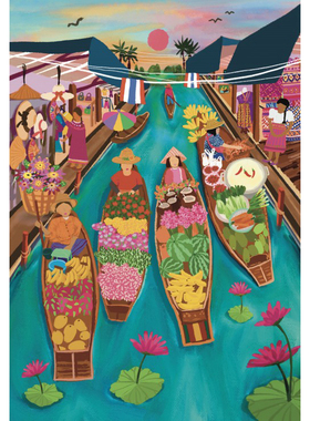 现货 法国 Pieces and Peace 进口小众拼图 泰国水上市场 1000片