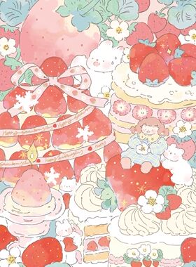 现货 3D-JP塑料拼图羨鸟文社鱼丸苏打阿满的草莓冰激凌600片 3djp