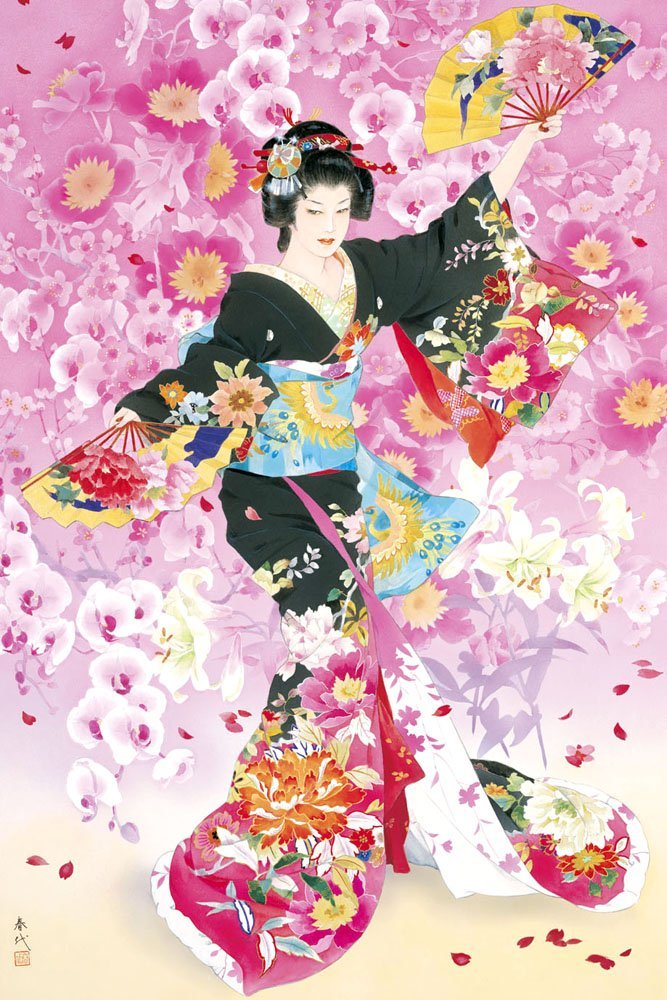 日本春代绝版拼图百花之舞