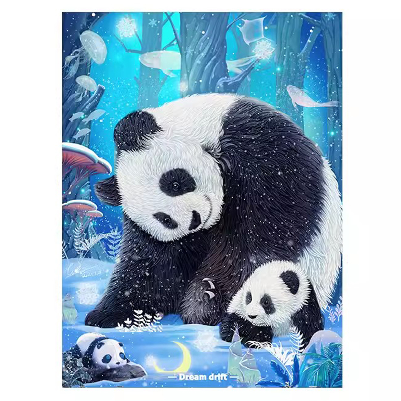 3D-JP 大熊猫 治愈系 插画 萌宠 动物 塑料平面拼图 1200片 3djp