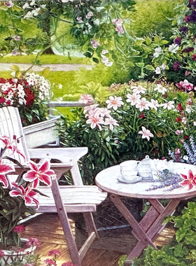 绝版现货 日本Beverly进口拼图 繁花和露天庭院 布纹触感 1000片