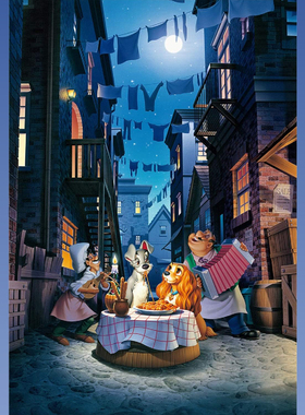 绝版现货 日本Tenyo进口拼图 小姐与流浪狗 月色晚餐 108片