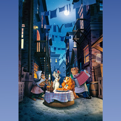 绝版现货 日本Tenyo进口拼图 小姐与流浪狗 月色晚餐 108片