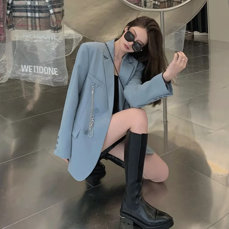 春季韩版通勤宽松西装外套女chic早春薄款休闲小众显瘦短款上衣