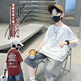 男女童潮牌痞帅风短袖T恤2026夏季新款中大童宽松半袖上衣潮