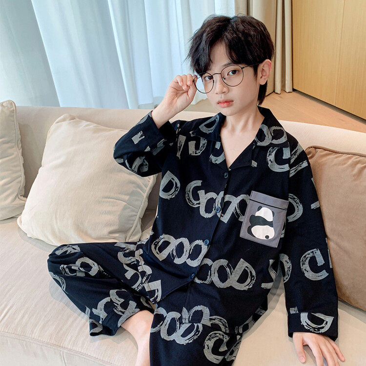 2025新款今年流行爆款睡衣男童加肥加大超火青少年初中生15岁
