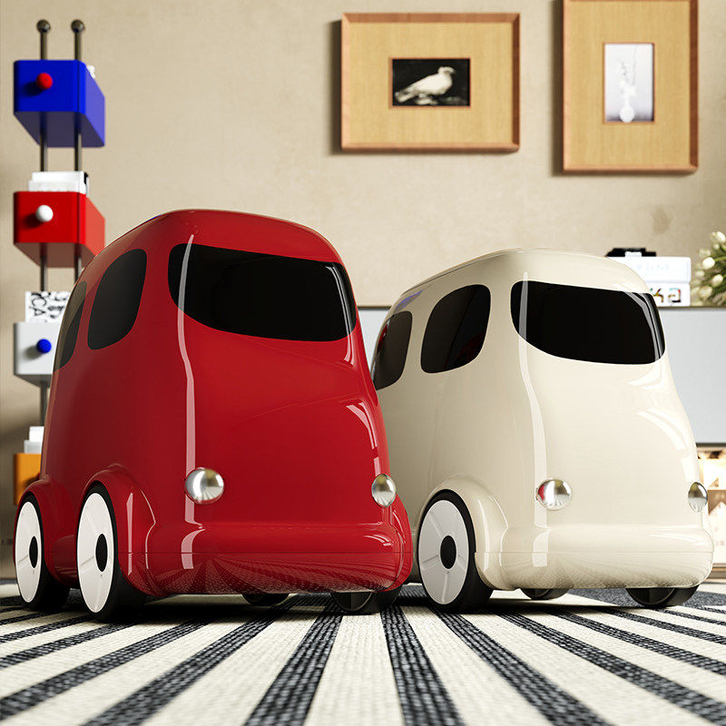 复古巴士车垃圾桶家用客厅卧室卫生间高颜值大容量带盖可移动纸篓