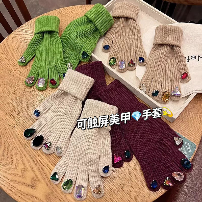 钻石手套女秋冬款可玩手机针织手套创意小众露指可触屏送闺蜜礼物,服饰配件/皮带/帽子/围巾,手套,淘宝优惠券,粉丝福利购,淘宝优惠卷