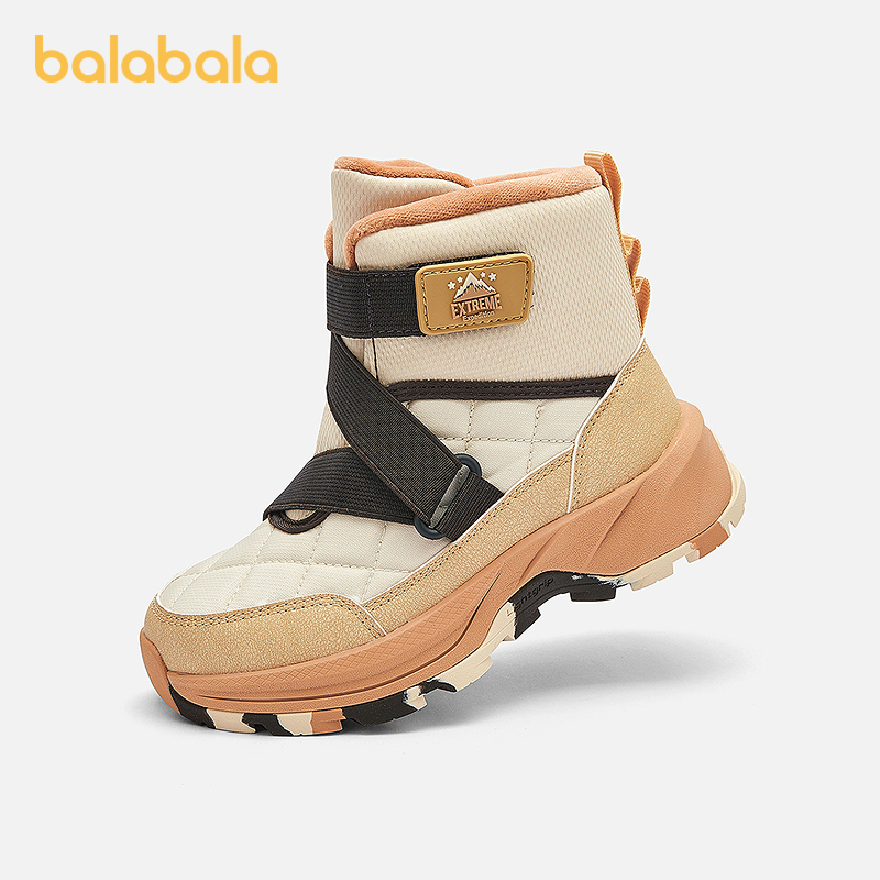 巴拉巴拉童鞋儿童运动靴男女童高帮加厚加绒2025冬靴子防滑户外潮