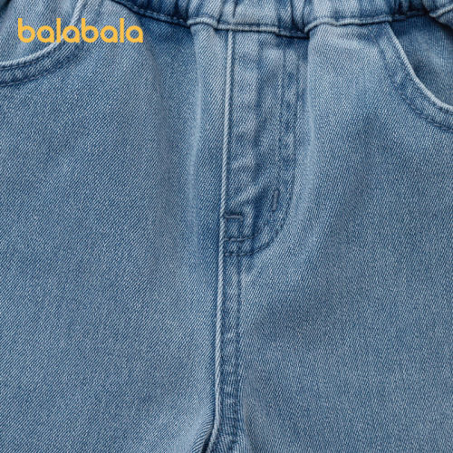 【balaOne】巴拉巴拉童装儿童长裤女童2026新款冬装抓绒牛仔裤子