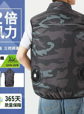 跨境直销夏季防暑降温空调工装背心短袖智能制冷带风扇飓风工作服