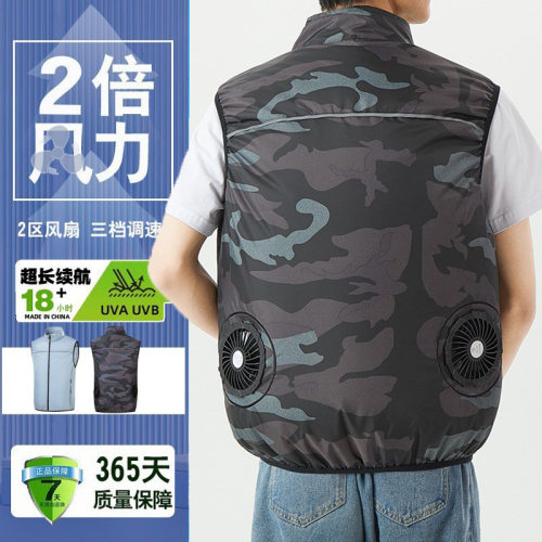 跨境直销夏季防暑降温空调工装背心短袖智能制冷带风扇飓风工作服