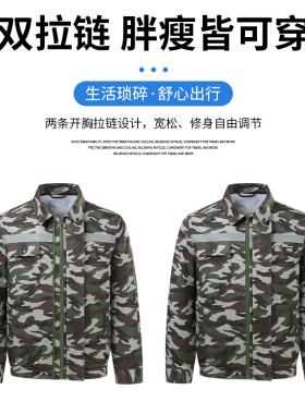 2025新款夏季保安迷彩工装服智能降温空调劳保反光条工作服双拉链
