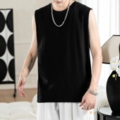 白色短袖 无袖 潮牌健身运动坎肩衣服打底男装 夏季 t恤 背心男士