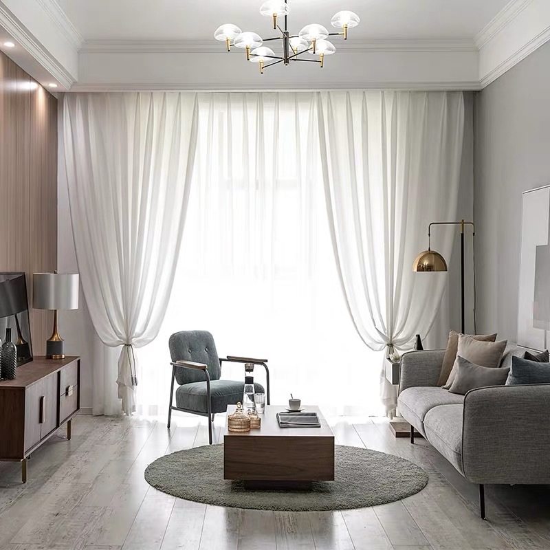 天丝绸透光不透人窗纱 客厅阳台半遮光隔断白纱帘 酒店工程雪纺纱