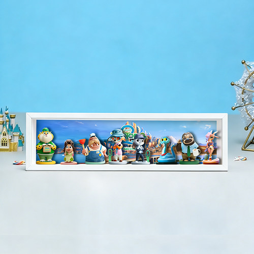 适用泡泡玛特疯狂动物城手办展示盒造景手办相框桌面摆件盲盒收纳