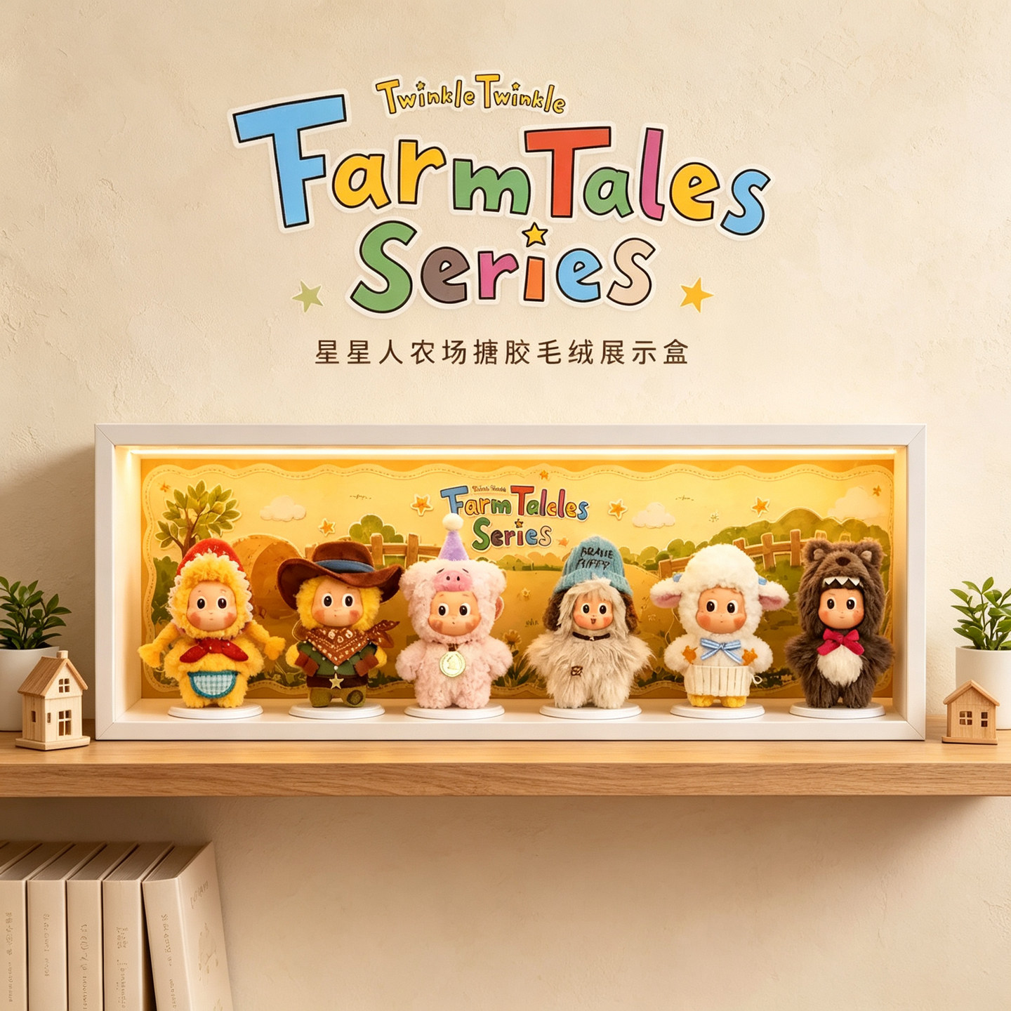星星人农场盲盒展示盒灯光防尘图片