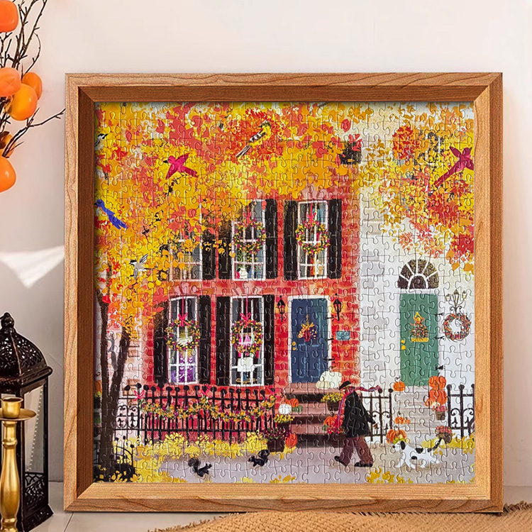 复古欧式拼图木质桌面摆件