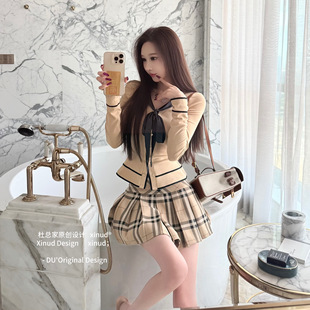 原创韩系学院风穿搭格子短裙千金感jk制服套装 杜总家 苏黎留学生