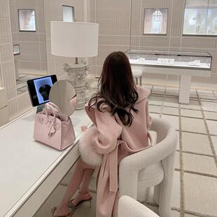 韩系富贵翻领温柔系带袖 money 口狐狸毛气质大衣 京洛old 杜总家