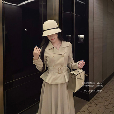 杜总家 伦敦秋令时*优雅高级短款系带收腰显瘦气质纯欲风衣外套女