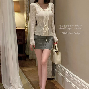 羊毛针织衫 原创纯欲少女氛围感气质上衣翻领长袖 珍妮香气 杜总家