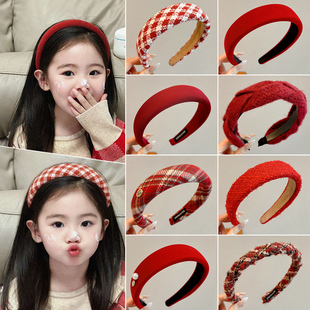 儿童红色发箍女童高颅顶高级感头箍小女孩防滑洗脸压发发卡头饰女