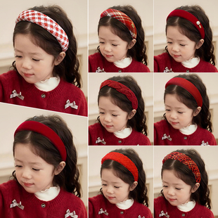 儿童红色发箍2025新款 女童新年高颅顶压发头箍女孩不勒头发卡头饰