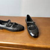 水洗马皮 女平底复古一字扣带玛丽珍鞋 牛皮里 小香风芭蕾舞单鞋