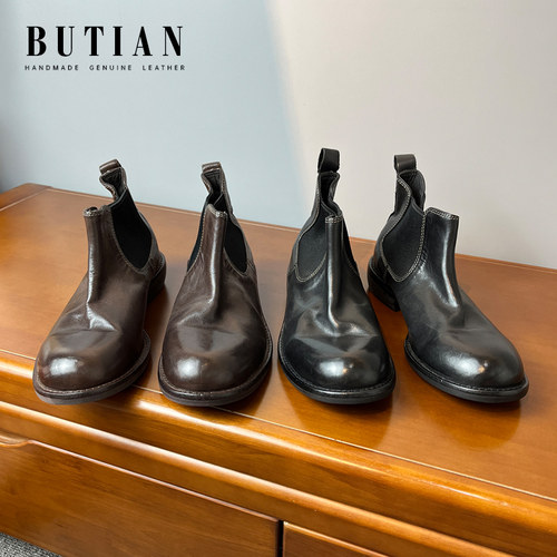 马皮一脚蹬高帮马丁靴女款短靴