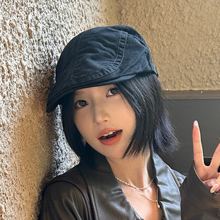 英伦风复古报童帽男士纯色百搭日系简约前进帽鸭舌帽女潮人反戴