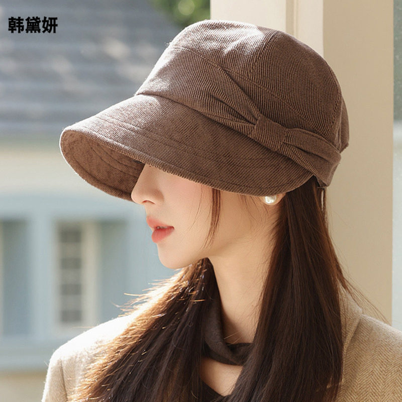 日系秋冬帽子女款2025新款盆帽保暖防晒鸭舌帽大帽檐显脸小渔夫帽