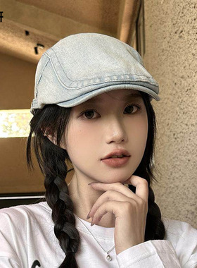 贝雷帽子牛仔百搭夏季