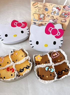 手工卡通猫黄油曲奇礼盒凯蒂猫礼盒生日礼物饼干铁盒装
