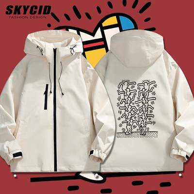 凯斯哈林连帽夹克外套情侣