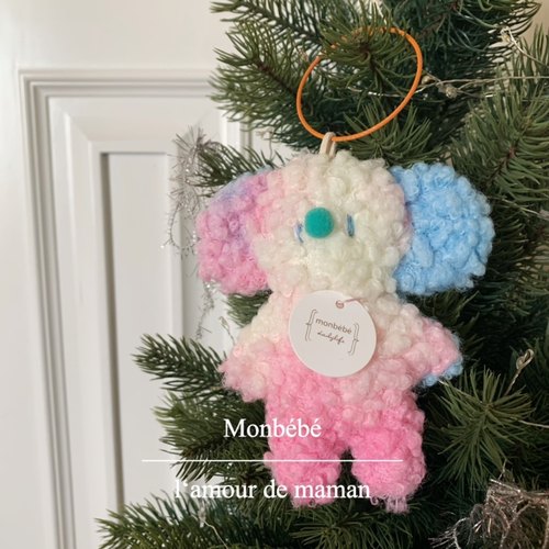 monbebe韩国进口毛绒手机挂件彩虹小象钥匙扣背包装饰