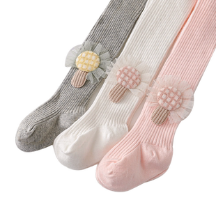 儿童连裤袜春秋季中厚款女童打底裤纯棉婴儿打底袜可爱宝宝连体袜
