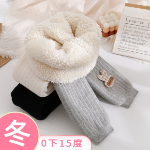 女童打底裤冬季加绒加厚儿童连裤袜纯棉宝宝九分裤子北方一条过冬