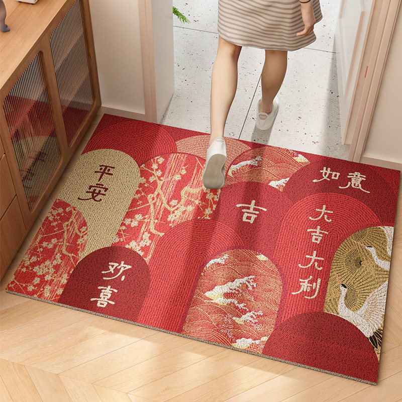 入户开门地垫红色丝圈地垫进门口防滑耐脏可裁剪脚垫室外家用地毯,居家布艺,入户地垫,淘宝优惠券,粉丝福利购,淘宝优惠卷