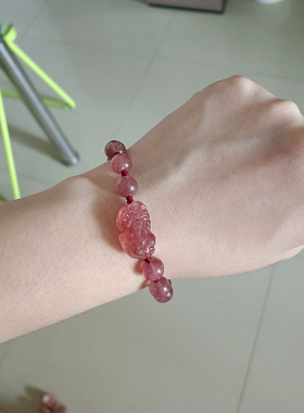 男女草莓晶貔貅简约个性手链