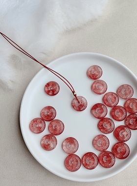 草莓晶平安扣女项链挂件